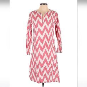 Pine Cone Hill Fine Linens Caftan Beach Cover Nightgown  XSMALL Pink Zig Zag